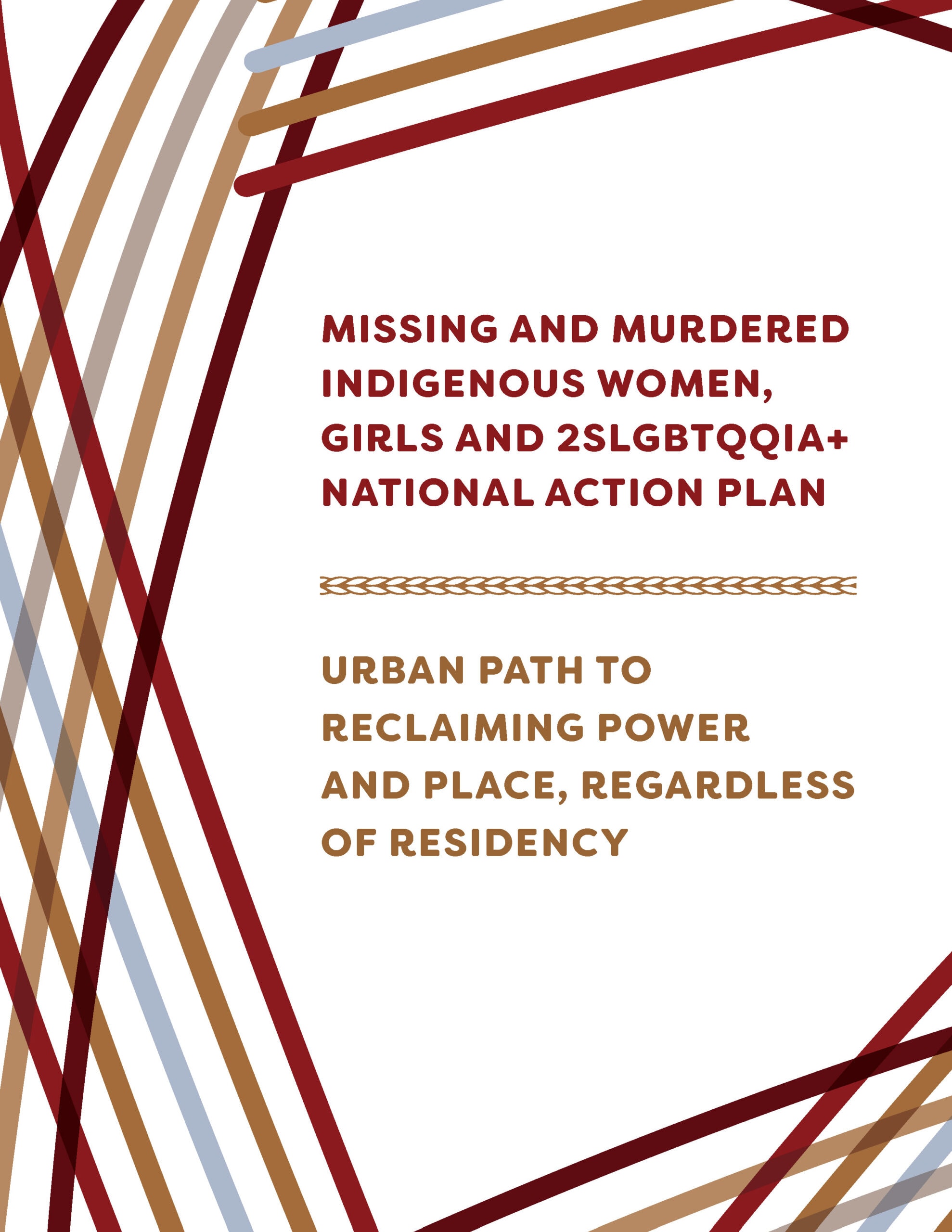 Cover page for the Murdered Missing Women, Girls, and 2SLGBTQQIA+ National Action Plan.